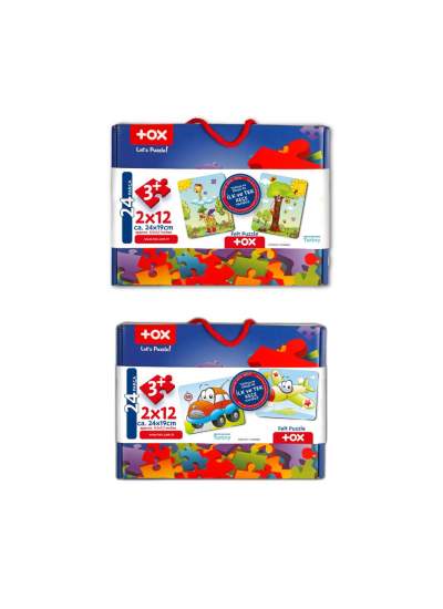 CLZ247 4 Set - 48 Parça  Uçak, Araba ve Zürafa 3+ Keçe Yapboz - 3 Yaş Puzzle