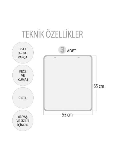 CLZ247 3 Set - 84 Parça  Büyük - Küçük Meyve, Sıradakini Biliyorum Yaz ve Kış Oyunu Keçe Cırtlı Duvar Panoları , Eğitici Oyuncak