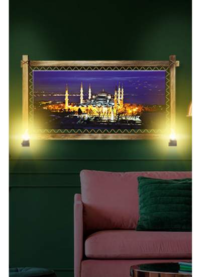 CLZ104  RUSTİK IŞIKLI İstanbul Kanvas Rustik Tablo B  (96 x 56) cm