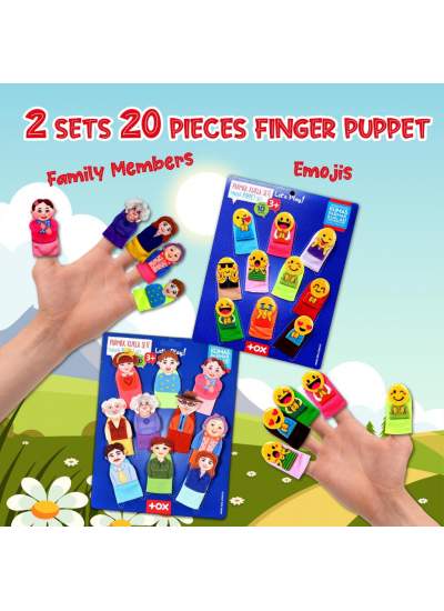 CLZ247 2 Set - 20 Parça  Emojiler ve Aile Bireyleri Parmak Kukla