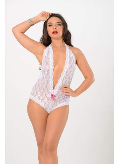 CLZ946 Beyaz Dantel Bodysuit