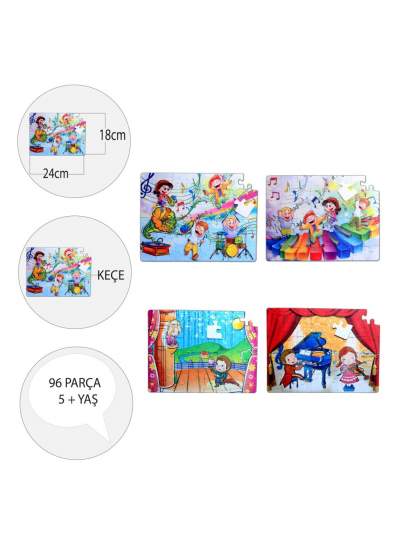 CLZ247 4 Set - 96 Parça  Müzik ve Sahne 5+ Keçe Yapboz - 5 Yaş Puzzle