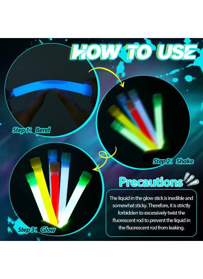 Karanlıkta Yanan Asılabilir ip Aparatlı Glow Stick Kolye Glow Stick Lamba 6 Adet 6 Renk 15 cm (CLZ)