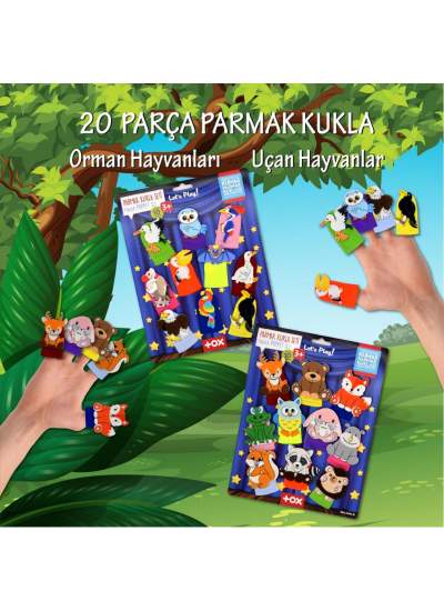 CLZ247 2 Set - 20 Parça  Orman ve Uçan Hayvanlar Parmak Kukla