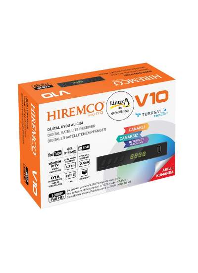 CLZ192 HIREMCO V10 ETHERNETLİ USB GİRİŞLİ YOUTUBE ÖZELLİKLİ LINUX TABANLI WİFİ ANTENLİ FULL HD UYDU ALICISI (4172)