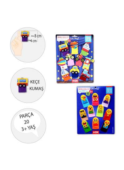 CLZ247 2 Set - 20 Parça  Taşıtlar ve Emojiler Parmak Kukla