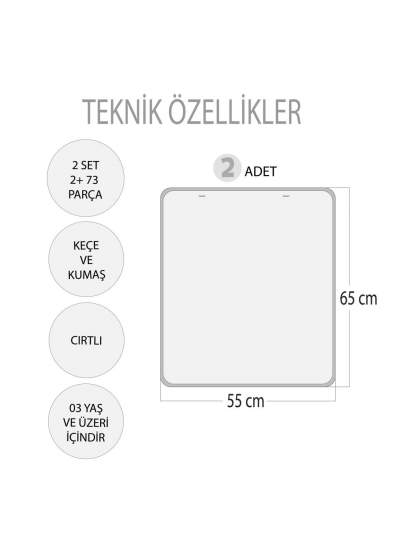 CLZ247 2 Set - 73 Parça  Takvimi ve Renkleri Öğreniyorum  Keçe Cırtlı Duvar Panoları , Eğitici Oyuncak