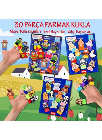 CLZ247 3 Set - 30 Parça  Masal Kahramanları, Vahşi ve Evcil Hayvanlar Parmak Kukla