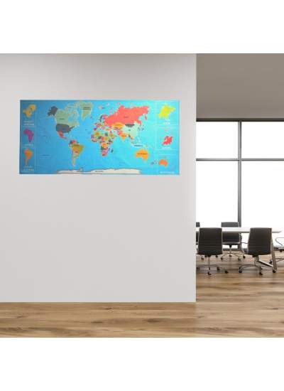 CLZ192 Renkli Atlas Dünya Haritası Manyetik Yapıştırıcı Gerektirmeyen Duvar Stickerı 118 CM * 56 CM (4172)