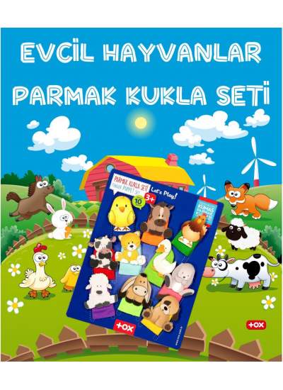 CLZ247  Evcil Hayvanlar 10 Parça Parmak Kukla , Eğitici Oyuncak