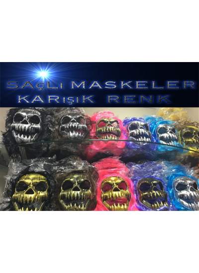 Saçlı Kuru Kafa İskelet Maske 1 Adet (CLZ)