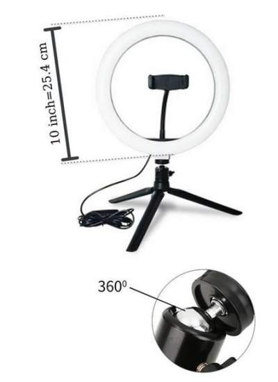 BUFFER® 10inç 26cm Youtube Instagram Tiktok Selfie  Stüdyo Video Fotoğraf Ring Light  Tripod Led Hal