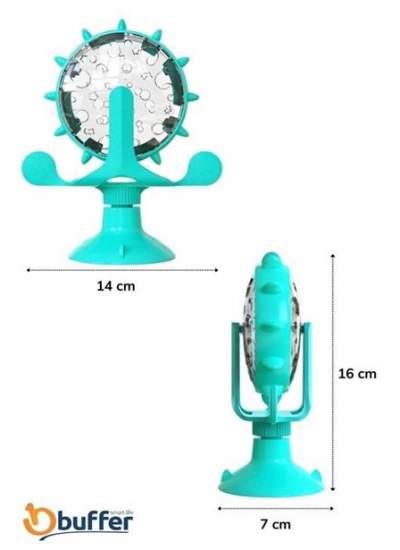 Buffer® Vantuzlu Zilli İnteraktif Dönebilen Mama Kaplı Renkli Eğlenceli Eğitici Kedi Oyuncağı