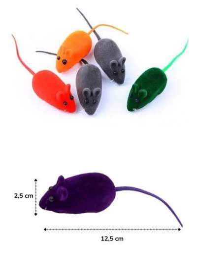 BUFFER® 2li Evcil Hayvan Eğitim Sevimli Elastik Kedi Fare Yakalama İnteraktif Sesli Eğitim Oyuncağı