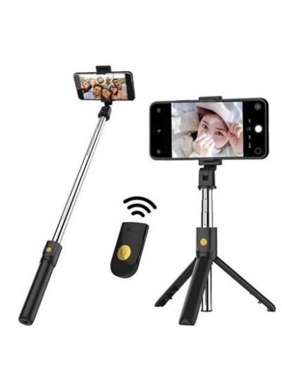 BUFFER® Sabitlenebilir Cep Telefon Tutucu  Ayarlanabilir Taşınabilir 3 Ayaklı Tripod Selfie Çubuğu