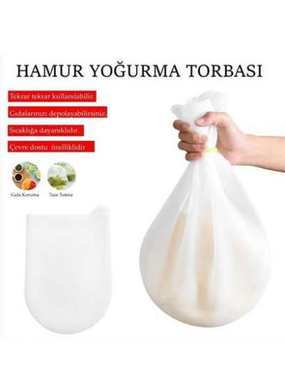 BUFFER® Orta Hamur Torbası Silikon Şeffaf Hamur Yoğurma Torbası Ekmek Makarna Mantı  Hamuru Kolay Yo