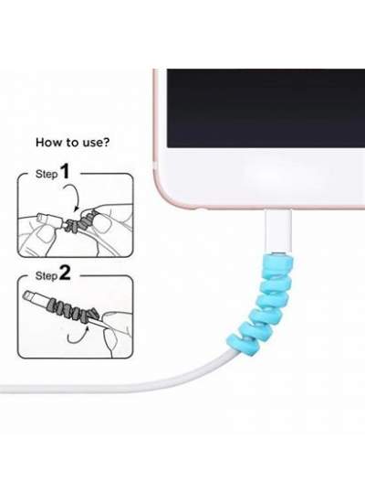 BUFFER® 4lü Apple, Android Şaj Kablosu Koruyucu Silikon Spiral Yay Aparat