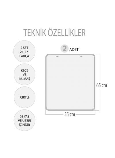 CLZ247 2 Set - 57 Parça   Az, Çok Oyunu ve Sıradakini Biliyorum (Kış) Keçe Duvar Panoları , Eğitici Oyuncak