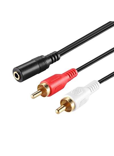 CLZ192 3.5 MM STEREO DİŞİ / 2 RCA ERKEK 1.5 METRE GOLD KABLO ELEKTROMER (4172)