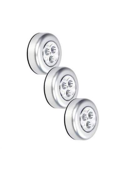 BUFFER® Kablosuz Spot Pilli Dokunmatik Led Lamba 3 Ledli Dolap Lambası