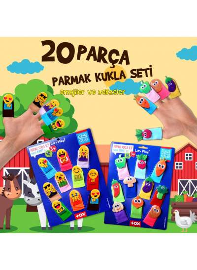 CLZ247 2 Set - 20 Parça  Emojiler ve Sebzeler Parmak Kukla