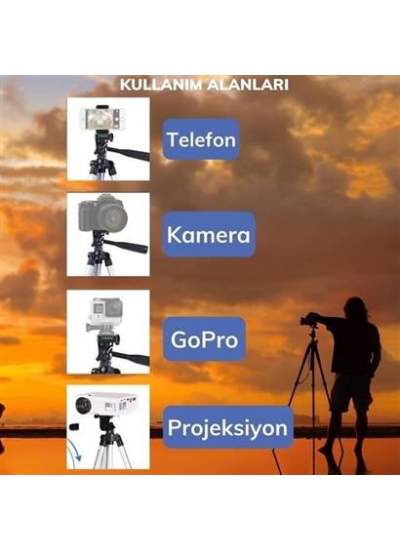 BUFFER® 360 Derece Ayarlanabilir Katlanabilir Profesyonel Çekime Uygun 65 cm Ayaklı Tripod