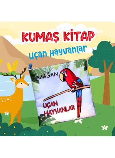 CLZ247  Uçan Hayvanlar Kumaş Sessiz Kitap