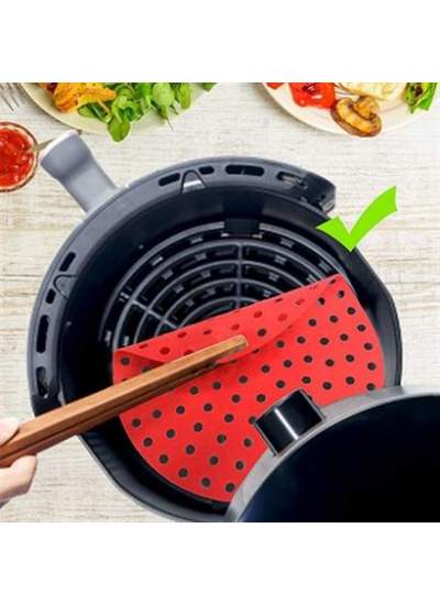 BUFFER® Renkli Isıya Dayanıklı Yıkanılabilir Silikon Fırın Ve Airfryer Yuvarlak Pişirme Matı 23 Cm