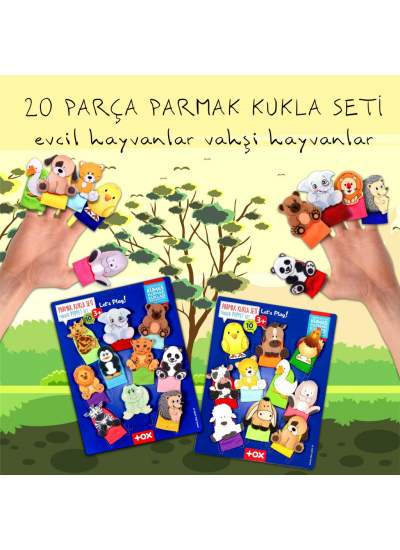 CLZ247 2 Set - 20 Parça  Evcil Hayvanlar ve Vahşi Hayvanlar Parmak Kukla