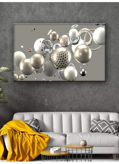 CLZ104 Led Işıklı 3d Dekoratif Tablo Beyaz Çiçek  (50 x 35) cm