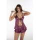 CLZ946 Mor Saten Babydoll Şortlu Takım