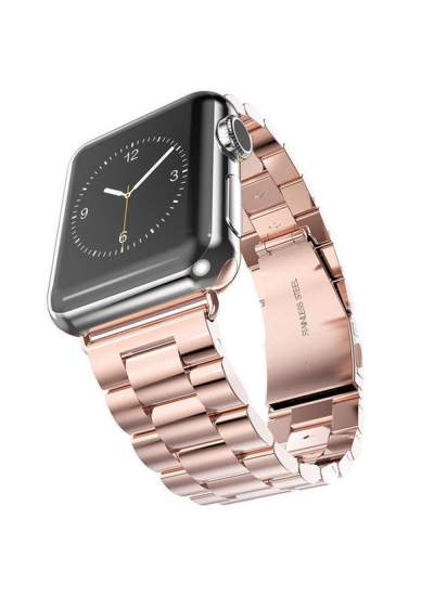 CLZ942 Apple Watch 38mm Metal Baklalı Kordon - Ürün Rengi : Gümüş-Siyah