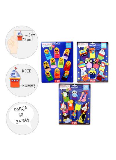 CLZ247 3 Set - 30 Parça  Taşıtlar, Emojiler ve Uçan Hayvanlar Parmak Kukla