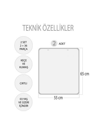 CLZ247 2 Set - 36 Parça  Mevsimler ve Taşıtları Öğreniyorum Keçe Cırtlı Duvar Panoları , Eğitici Oyuncak