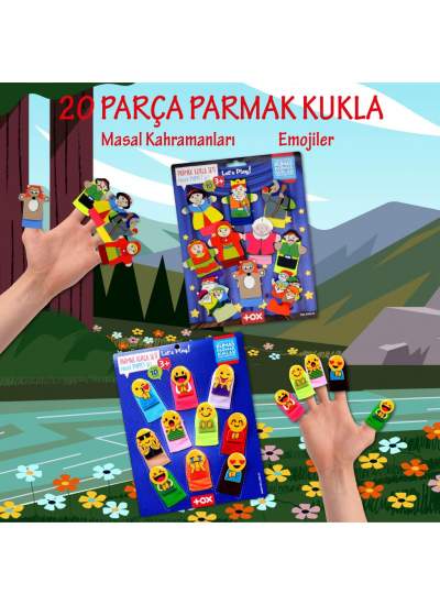 CLZ247 2 Set - 20 Parça  Emojiler ve Masal Kahramanları Parmak Kukla