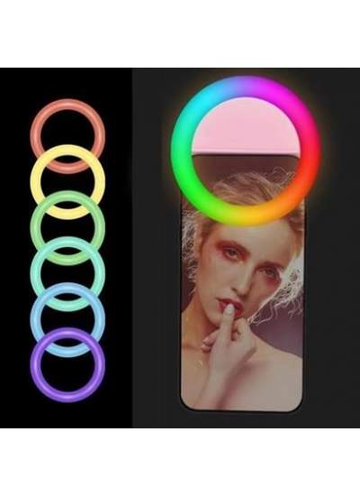 Buffer® Rgb Led Mandallı Telefon Bilgisayar Tablet Uyumlu Selfie Işığı Aydınlatma Telefon Aparatı