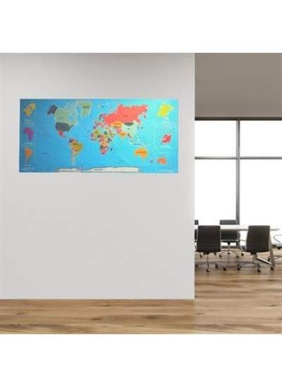 BUFFER® Renkli Atlas Dünya Haritası Manyetik Yapıştırıcı Gerektirmeyen Duvar Stickerı 118 CM * 56 CM