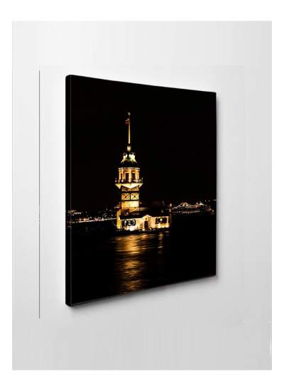 CLZ104 Kız Kulesi Gece Görünümü Tablosu  (50 x 35) cm