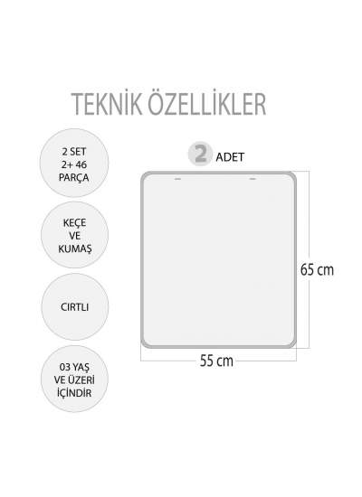 CLZ247 2 Set - 46 Parça  Benim Programım ve Sorumluluk Çizelgem Keçe Cırtlı Duvar Panoları , Eğitici Oyuncak