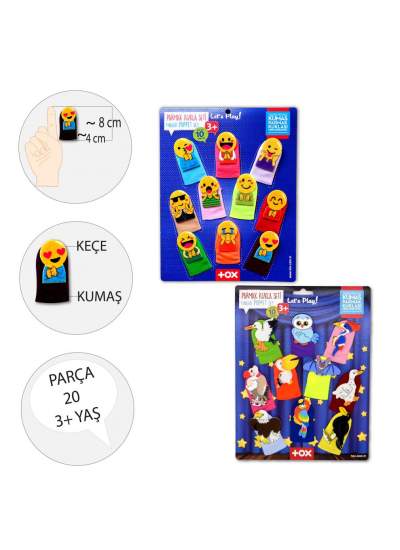 CLZ247 2 Set - 20 Parça  Emojiler ve Uçan Hayvanlar Parmak Kukla