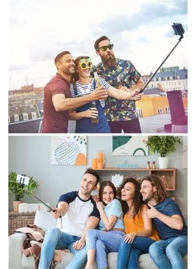 BUFFER® 35mm Jak Girişli Tüm Telefonlara Uygun Selfie Özçekim Çubuğu