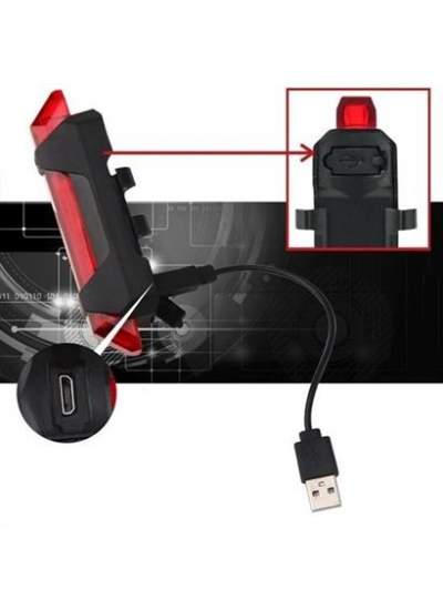 BUFFER® Usb Şarj Edilebilir Parlak Bisiklet Led Lamba Su Geçirmez Güvenlik Uyarı Arka Lamba Işığı