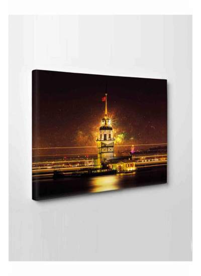 CLZ104 Kız Kulesi Gece Görünüm Tablosu  (50 x 35) cm