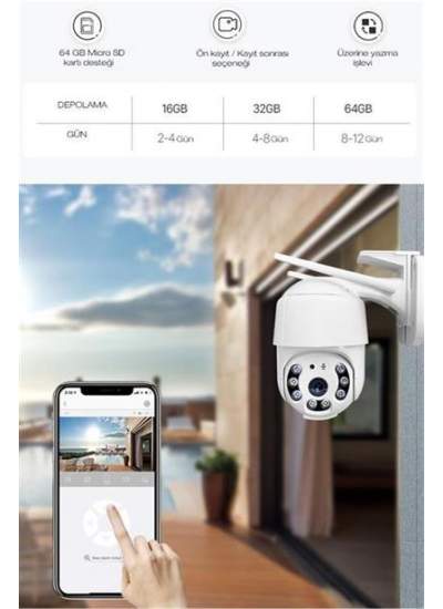 BUFFER® 20 MP HD Lens İç Dış Mekan Suya Danıklı IP Wifi Network Güvenlik Kamerası Wifi Kamera