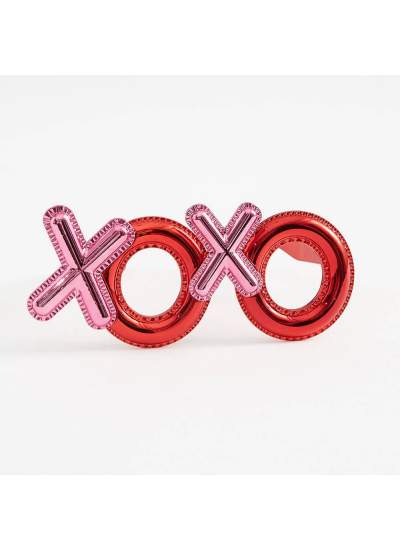 Kırmızı Renk Xoxo Yazılı Parti Gözlüğü 17x7 cm (CLZ)