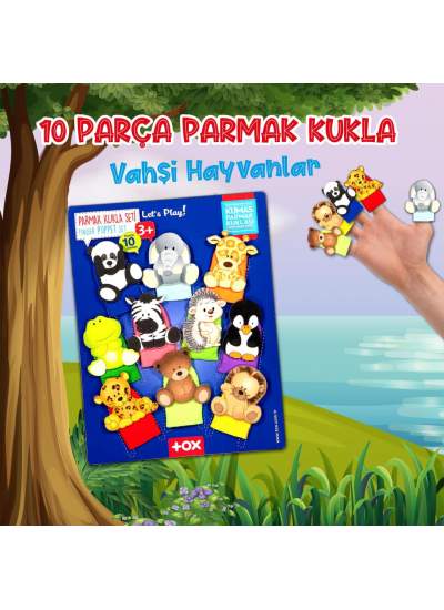 CLZ247  Vahşi Hayvanlar 10 Parça Parmak Kukla , Eğitici Oyuncak