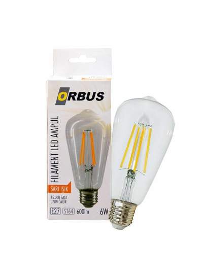 CLZ192 ORBUS ORB-STC6W FILAMENT BULB ST64 6 WATT E27 600 LMN SARI LED AMPÜL (4172)