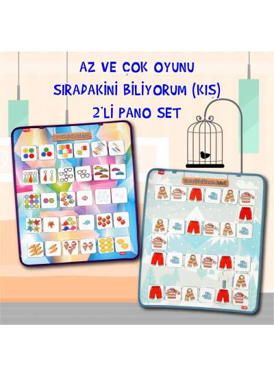 CLZ247 2 Set - 57 Parça   Az, Çok Oyunu ve Sıradakini Biliyorum (Kış) Keçe Duvar Panoları , Eğitici Oyuncak