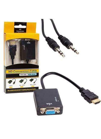 CLZ192 HDMI TO VGA ÇEVİRİCİ ADAPTÖR SES ÇIKIŞLI KUTULU (4172)