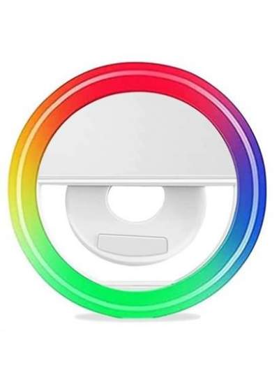 Buffer® Rgb Led Mandallı Telefon Bilgisayar Tablet Uyumlu Selfie Işığı Aydınlatma Telefon Aparatı